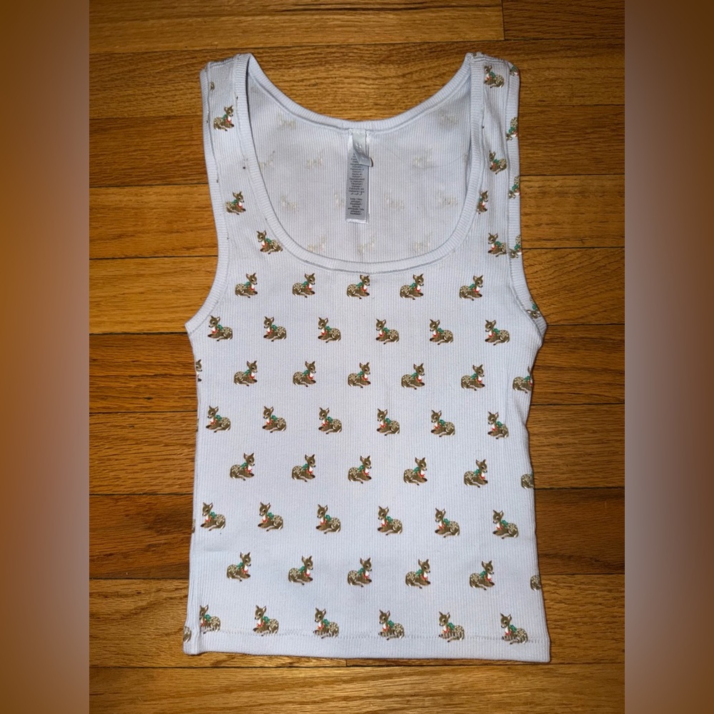 SKIMS White Tank Top with Playful Print